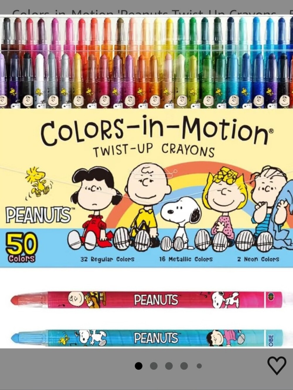 NEW Peanuts Colors-in-Motion Twist-Up Crayons - Multicolor Assortment 50 Colors